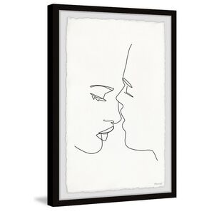 Framed Art - Minimalist Black and White Line Art "Just A Kiss"